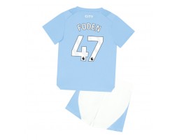 Maillot de foot Manchester City Phil Foden #47 Domicile enfant 2023-24 Manches Courte (+ pantalon court)
